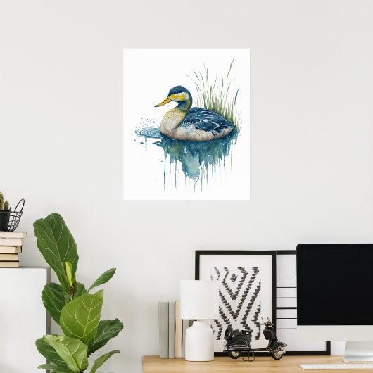 水色アヒル ポスター (ホームオフィス)