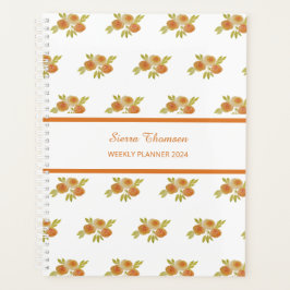 水色アプリコットバラパターンウィークリープランナー プランナー手帳