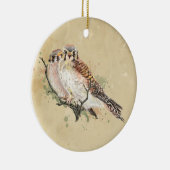 水色アメリカンケストレル、《鳥》ハヤブサ鳥カップル セラミックオーナメント (右)