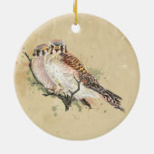 水色アメリカンケストレル、《鳥》ハヤブサ鳥カップル セラミックオーナメント (裏面)