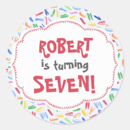 水色アルファベットカスタム子供の誕生日シール ラウンドシール