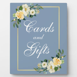 水色イエローフローラほこりっぽい青いカードギフト フォトプラーク