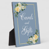 水色イエローフローラほこりっぽい青いカードギフト フォトプラーク (側面)