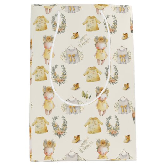 水色イエローベビー用品 ミディアムペーパーバッグ (正面)