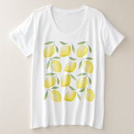 水色イエローレモン プラスサイズTシャツ
