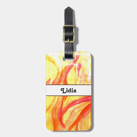 水色イエロー&レッド名荷物タグ ラゲッジタグ (正面縦)