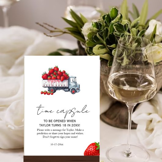 水色イチゴのベビーシャワー時間カプセル ポスター