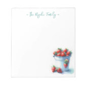 水色イチゴ文具パーソナライズされた具 ノートパッド (正面)