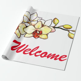 水色イラストレーションラン黄色の花のフラオ ラッピングペーパー