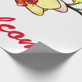 水色イラストレーションラン黄色の花のフラオ ラッピングペーパー (角)