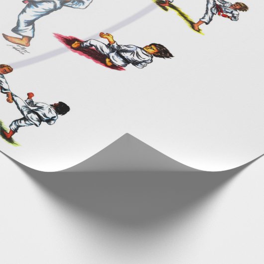 水色イラストレーション空手の多様性を行う ラッピングペーパー (角)