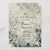 水色インクスプラッシュパールグレーアンダーシースウィート 招待状 (正面/裏面)