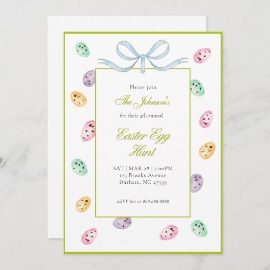 水色イースターエッグイースターブランチ 案内状 (正面/裏面)