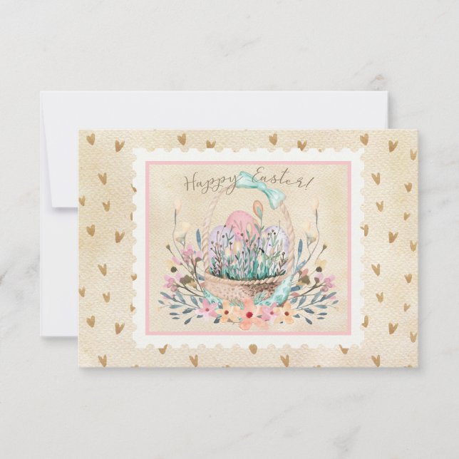 水色イースターバスケットとバニースタンプスタイル (正面)