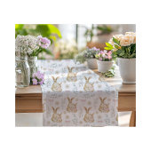 水色イースターバニーユーカリ模様 ショートテーブルランナー