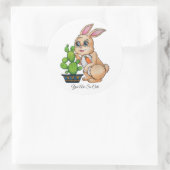 水色ウサギと可愛いサボテン ラウンドシール (バッグ)