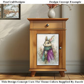 水色ウサギ、グリーンスカーフ、BZ2デコページ 薄葉紙