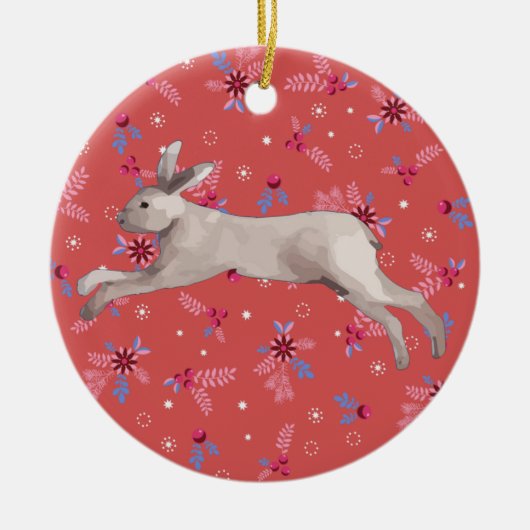 水色ウサギ セラミックオーナメント (正面)