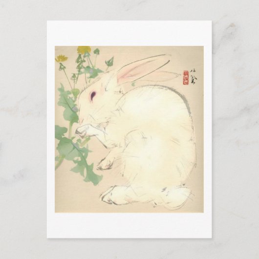 水色ウサギ ポストカード (正面)