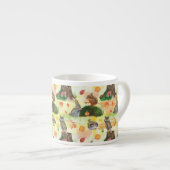 水色ウッドランドウサギ、フクロウ、リス、ハリネズミ エスプレッソカップ (正面右)