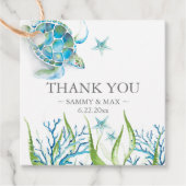 水色ウミガメのギフトメッセージカード フェイバータグ (正面)