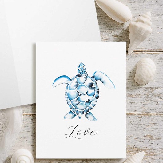 水色ウミガメのノートカード(封筒つき) カード