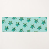 水色ウミガメのパターン ヨガマット (正面(横))