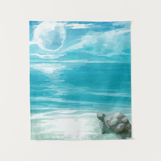 水色ウミガメの営巣 タペストリー (正面)