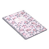 水色ウミガメパーソナライズされたかわいい弓ガーリー ノートブック (右側)