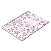 水色ウミガメパーソナライズされたかわいい弓ガーリー ノートブック (左側)