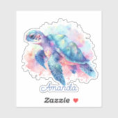 水色ウミガメモノグラムの シール (シート)