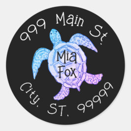 水色ウミガメ住所 シール
