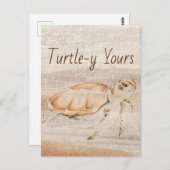 水色ウミガメ完全(Turtle-y)あなたの ポストカード (正面/裏面)