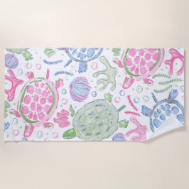 水色ウミガメ沿岸海 ビーチタオル