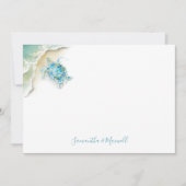 水色ウミガメ海パーソナライズされたノートカード サンキューカード (正面)