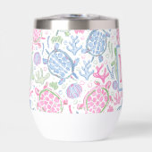 水色ウミガメ海ビーチモノグラム (正面)