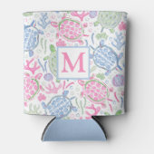 水色ウミガメ海モノグラム 缶クーラー (正面)