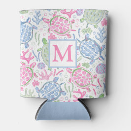 水色ウミガメ海モノグラム 缶クーラー