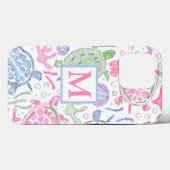 水色ウミガメ海モノグラム Case-Mate iPhoneケース (裏面 (横))
