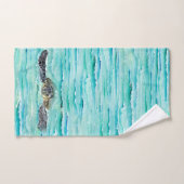 水色ウミガメ海泳ぐ バスタオルセット (ハンドタオル)