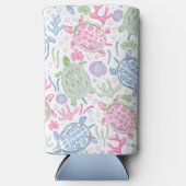 水色ウミガメ海 スリム缶クーラー (正面)