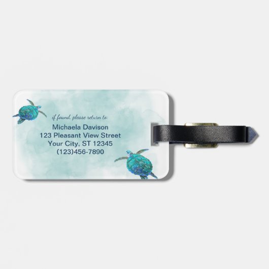 水色ウミガメ海 ラゲッジタグ (裏面横)