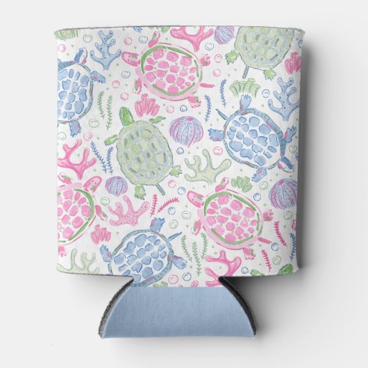 水色ウミガメ海 缶クーラー (正面)