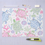 水色ウミガメ海 薄葉紙 (クラフト)