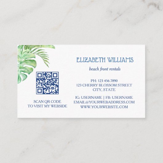 水色ウミガメ熱帯離れ 名刺 (裏面)