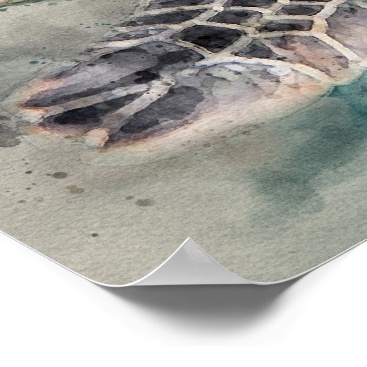 水色ウミガメ ポスター (角)