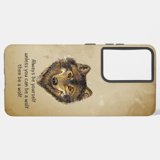 水色ウルフビーユー感動的引用文 SAMSUNG GALAXYケース (左側面)