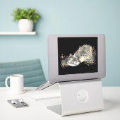 水色ウルフママまたはカブ付きパパ シール (デスク上のノートパソコン)