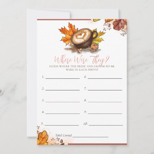 水色エスプレッソラブブライダルシャワーゲームカード 招待状 (正面)