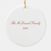 水色エバーグリーンゴールデンクリスマス セラミックオーナメント (裏面)